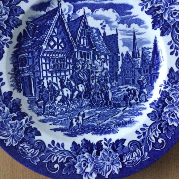 Staffordshire underglaze printing Genuine hand engraved 9.5" Ironstone plate - Picture 4 of 5